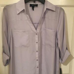 purple button down shirt